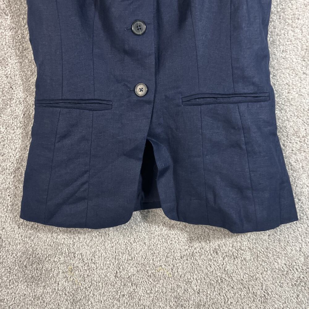 Madewell Womens Linen Vest Size 0 Blue Button Front Cut Away Tailored Lined - Picture 3 of 10